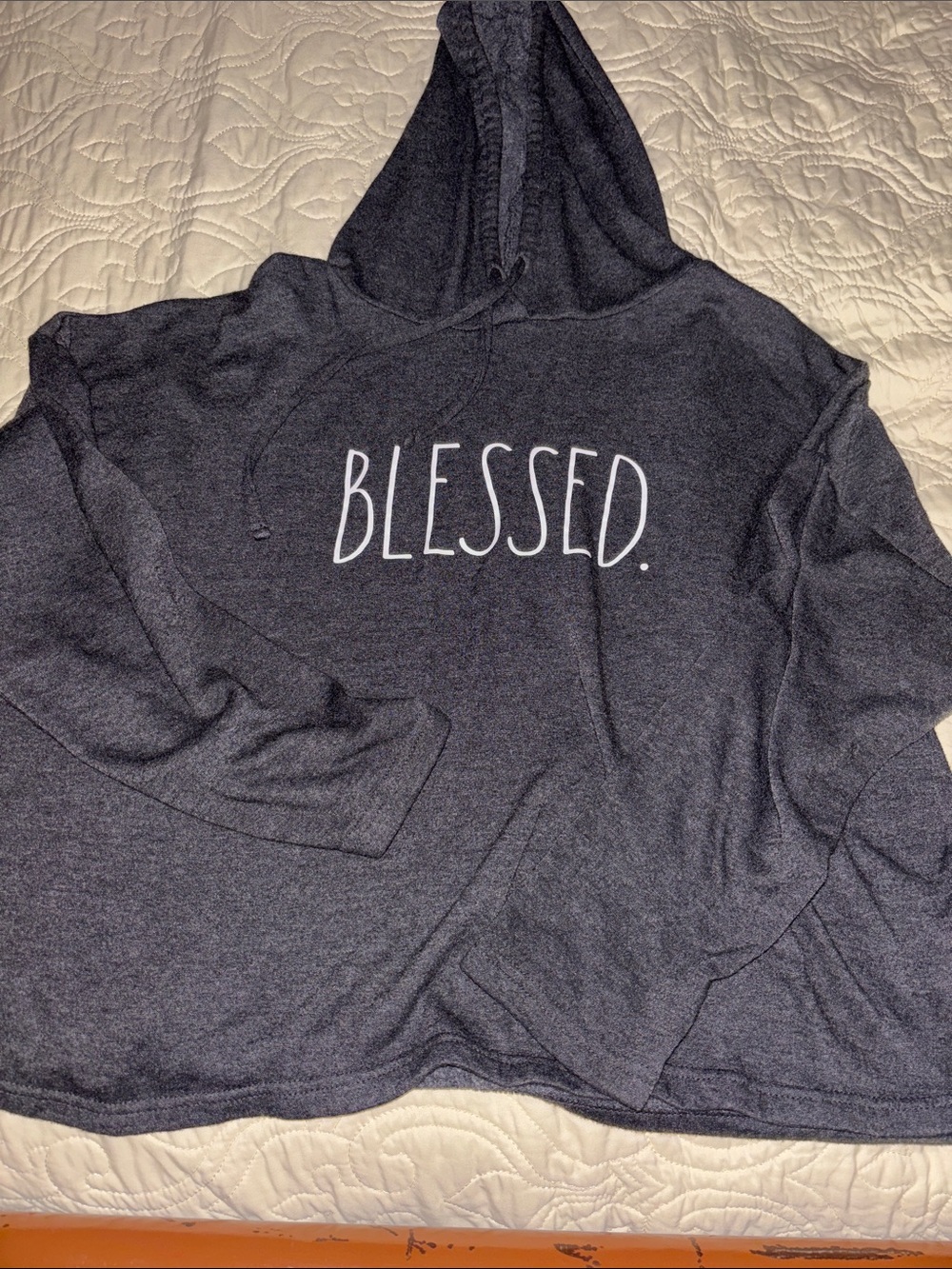 Rae Dunn Blessed Pullover Hoodie - women’s L Charcoal Gray
